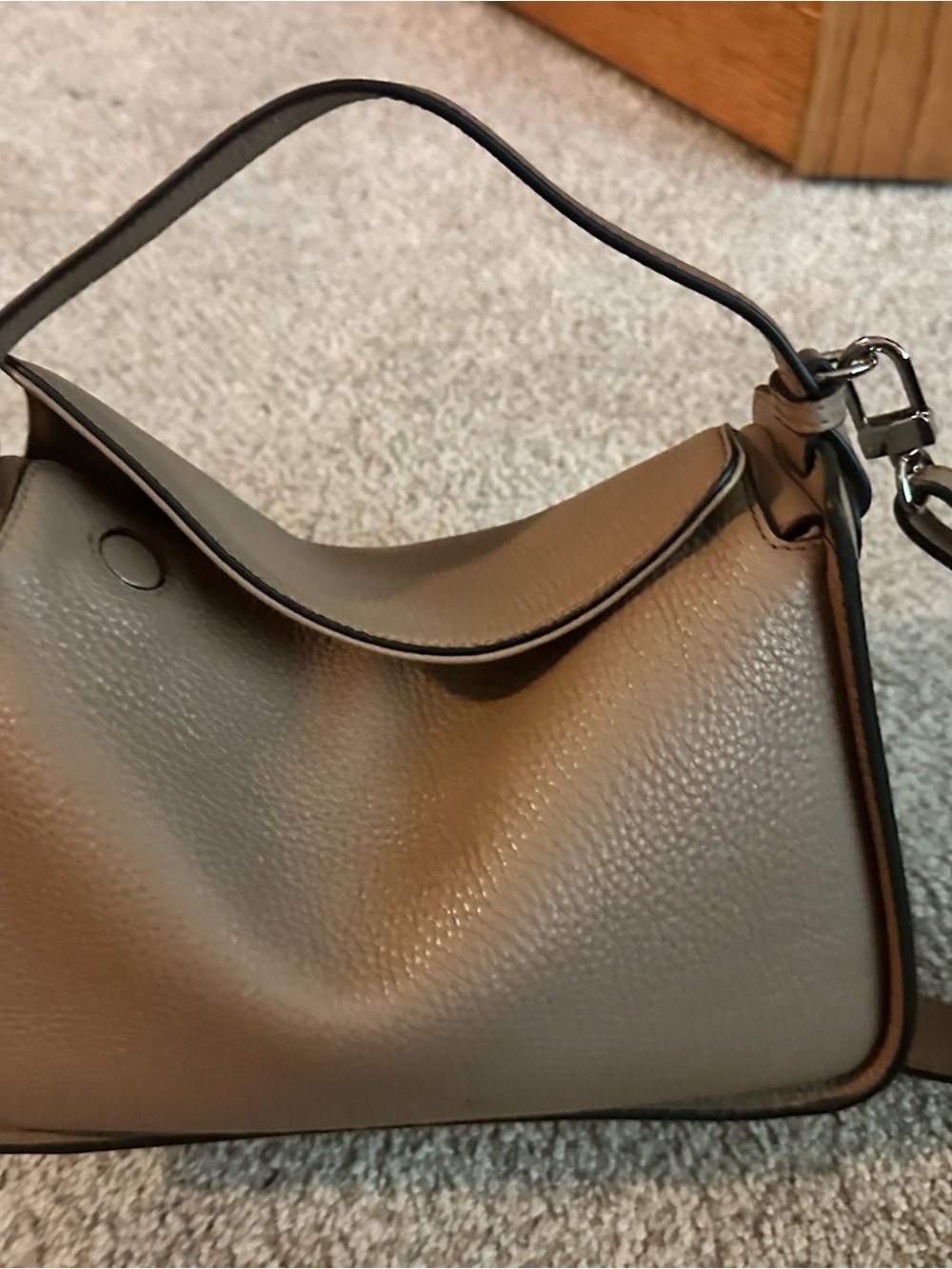 The Horse Taupe Shoulder Bag with Black Trim